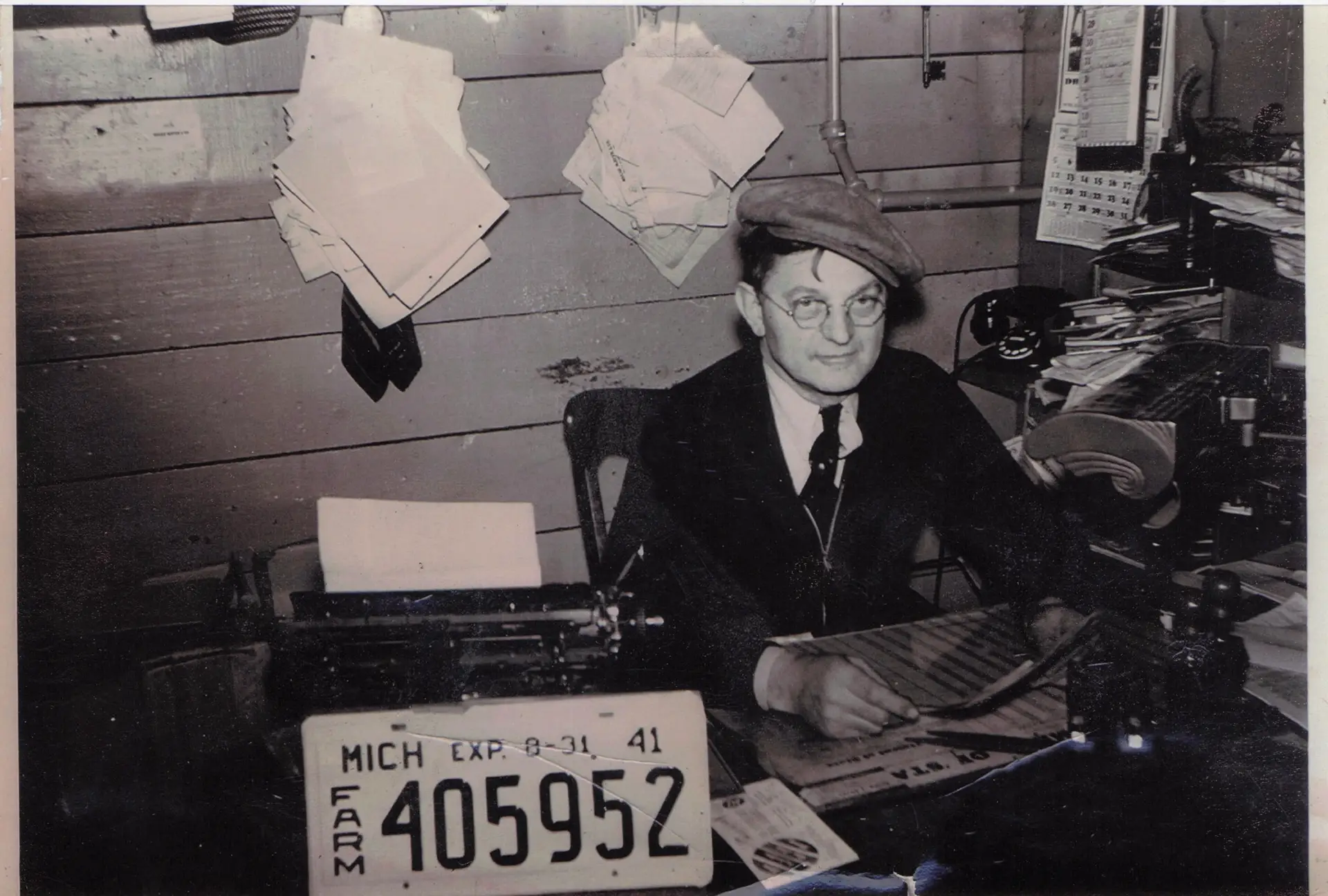 Black-and-white close-up portrait of an older man, part of the archival photo collection at Drier's Meat Market